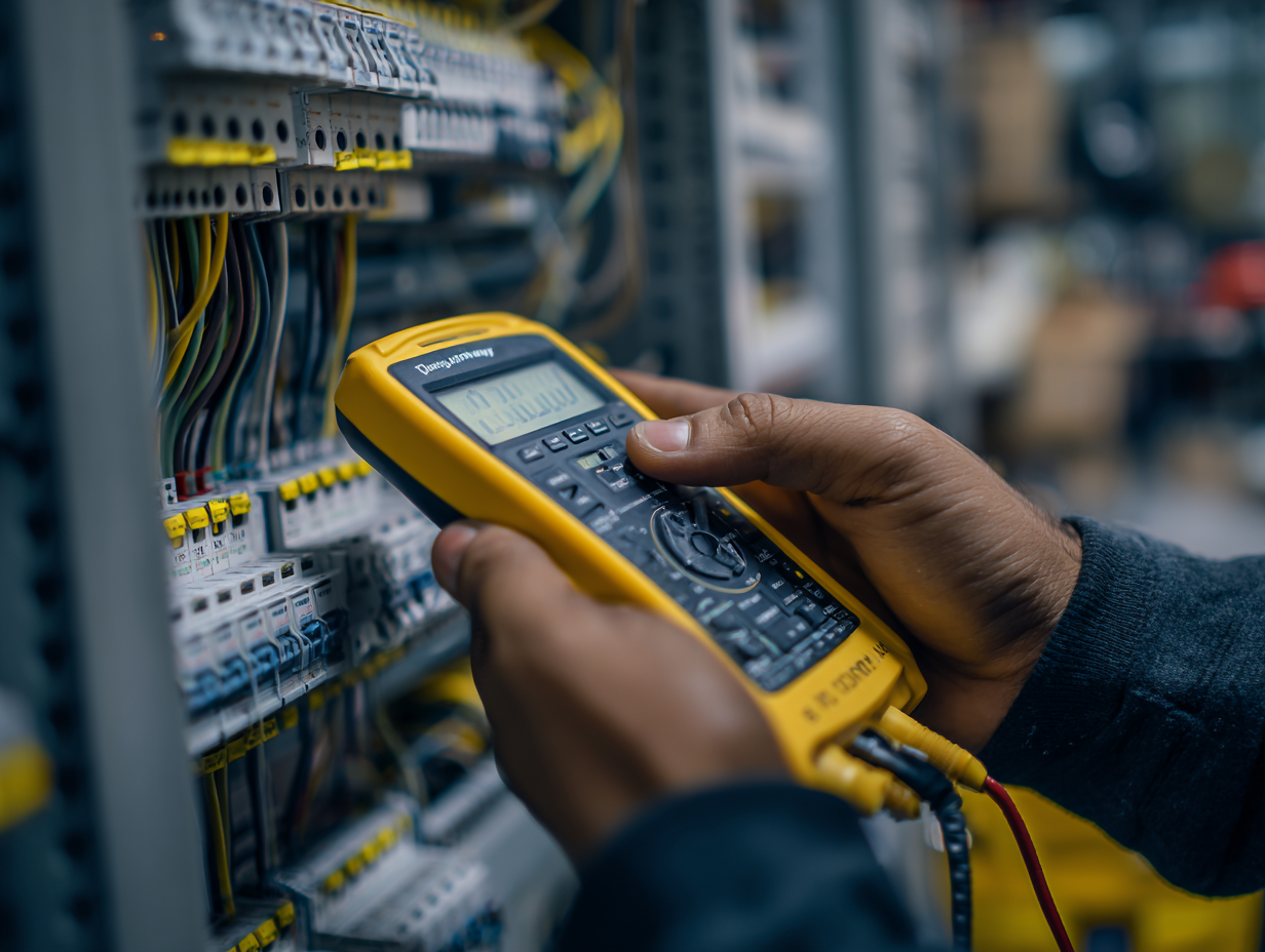 Techniker bei der Erdungsmessung